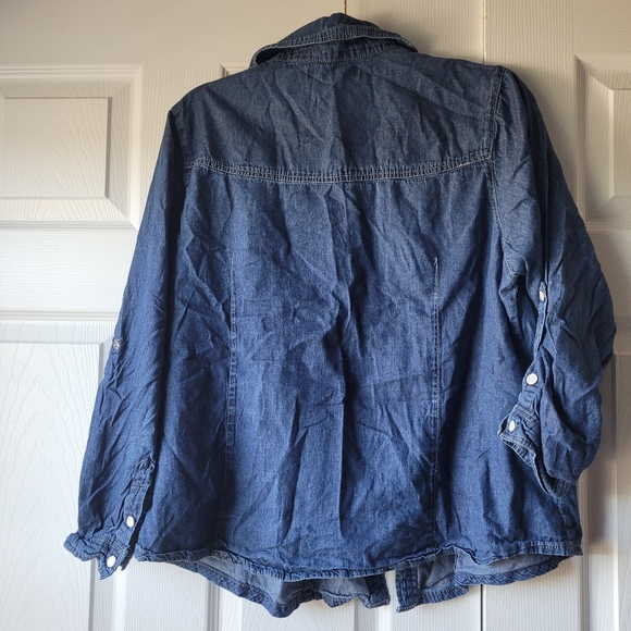 New Look Plus Size Chambray shirt button down opal buttons 1X - Picture 7 of 12